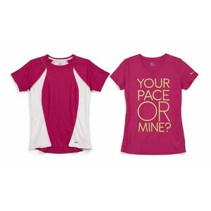 Nike Dri Fit Running Bundle Pink Your Pace Or Mine Graphic Tee Women